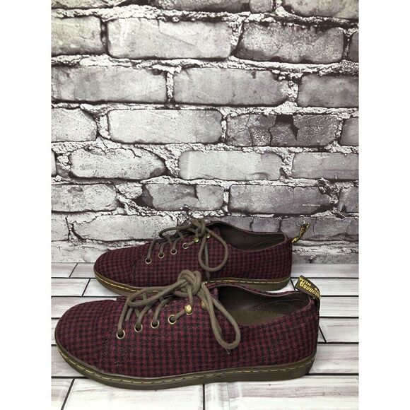 Dr. Martens Samira Burgundy Black Plaid Fabric Lace Casual Shoes Women Sz 11M US - Picture 9 of 16